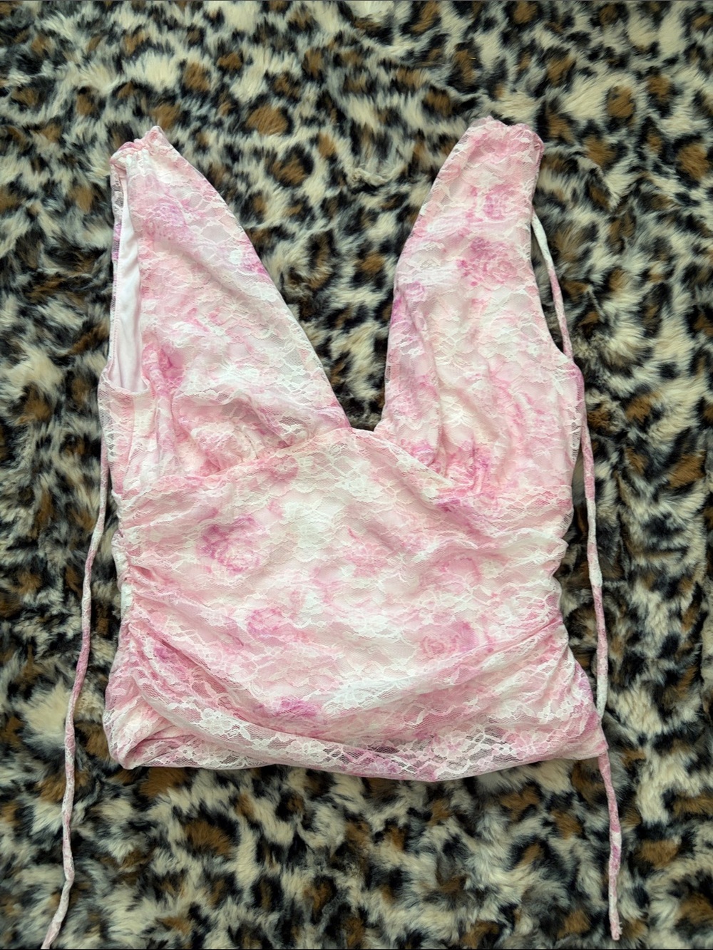 wild fable Pink Floral Lace V-Neck Camisole